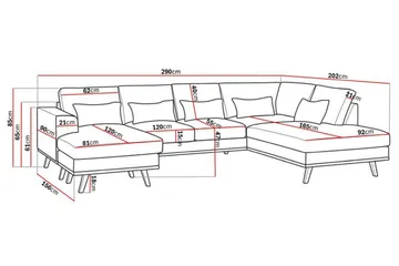 Copenhagen Compact 4-seters Høyrevendt U-formet Large Sofa med Divan og Sjeselong i Stoff - Lys grå - Møbler - Sofaer - U-sofa