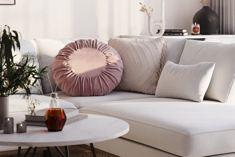 Copenhagen Compact 4-seters Høyrevendt U-formet Large Sofa med Divan og Sjeselong i Stoff - Lys grå - Møbler - Sofaer - U-sofa