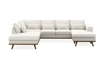 Copenhagen Compact 4-seters Venstrevendt U-formet Sofa med Divan og Sjeselong i Stoff - Lys grå - Møbler - Sofaer - U-sofa