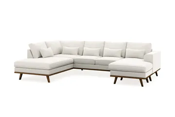 Copenhagen Compact 4-seters Venstrevendt U-formet Sofa med Divan og Sjeselong i Stoff - Lys grå - Møbler - Sofaer - U-sofa