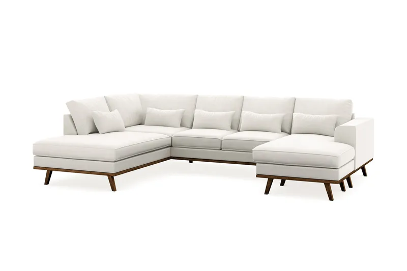 Copenhagen Compact 4-seters Venstrevendt U-formet Sofa med Divan og Sjeselong i Stoff - Lys grå - Møbler - Sofaer - U-sofa
