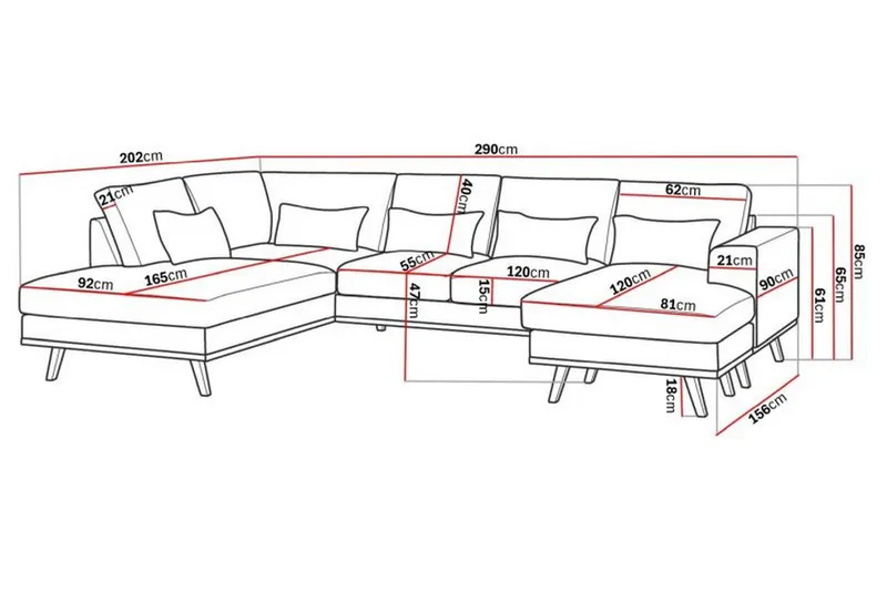 Copenhagen Compact 4-seters Venstrevendt U-formet Sofa med Divan og Sjeselong i Stoff - Lys grå - Møbler - Sofaer - U-sofa