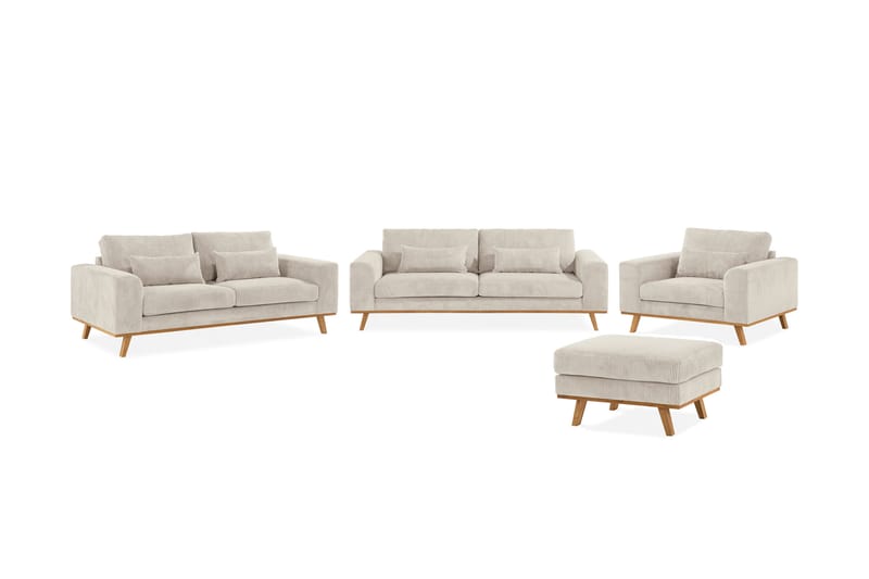 Copenhagen Sofagruppe 3-seter + 2-seter Sofa + Lenestol + Fotskammel i Manchester - Beige - Møbler - Sofaer - Sofagrupper