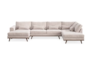 Copenhagen Stor U Sofa Fløyel med Divan og Sjeselong Høyre