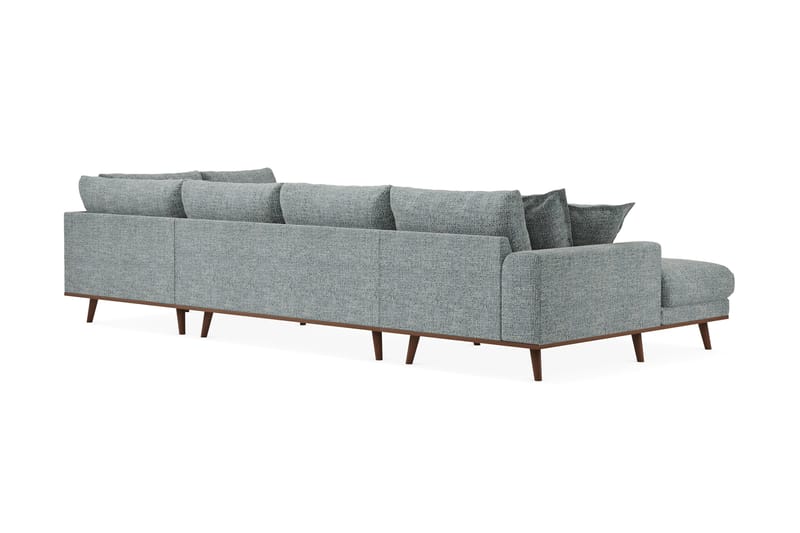 Copenhagen Premium 5-personers Højrevendt U-formet Dyb Sofa med Divan og Chaiselong i Chenille - Grå/blå - Møbler - Sofaer - U-sofa
