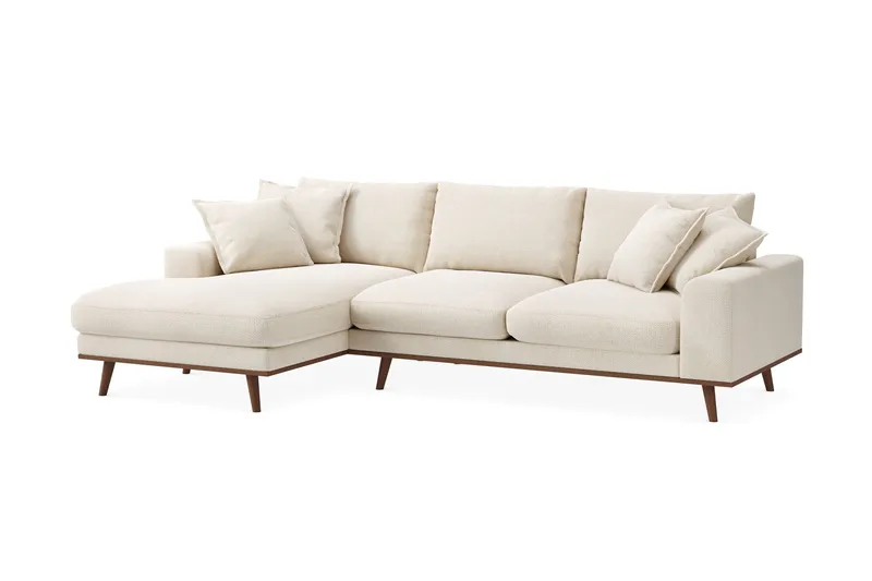 Copenhagen Premium 4-personers Venstrevendt L-formet Dyb Divansofa i Chenille - Lys beige - Møbler - Sofaer - Sofa med sjeselong