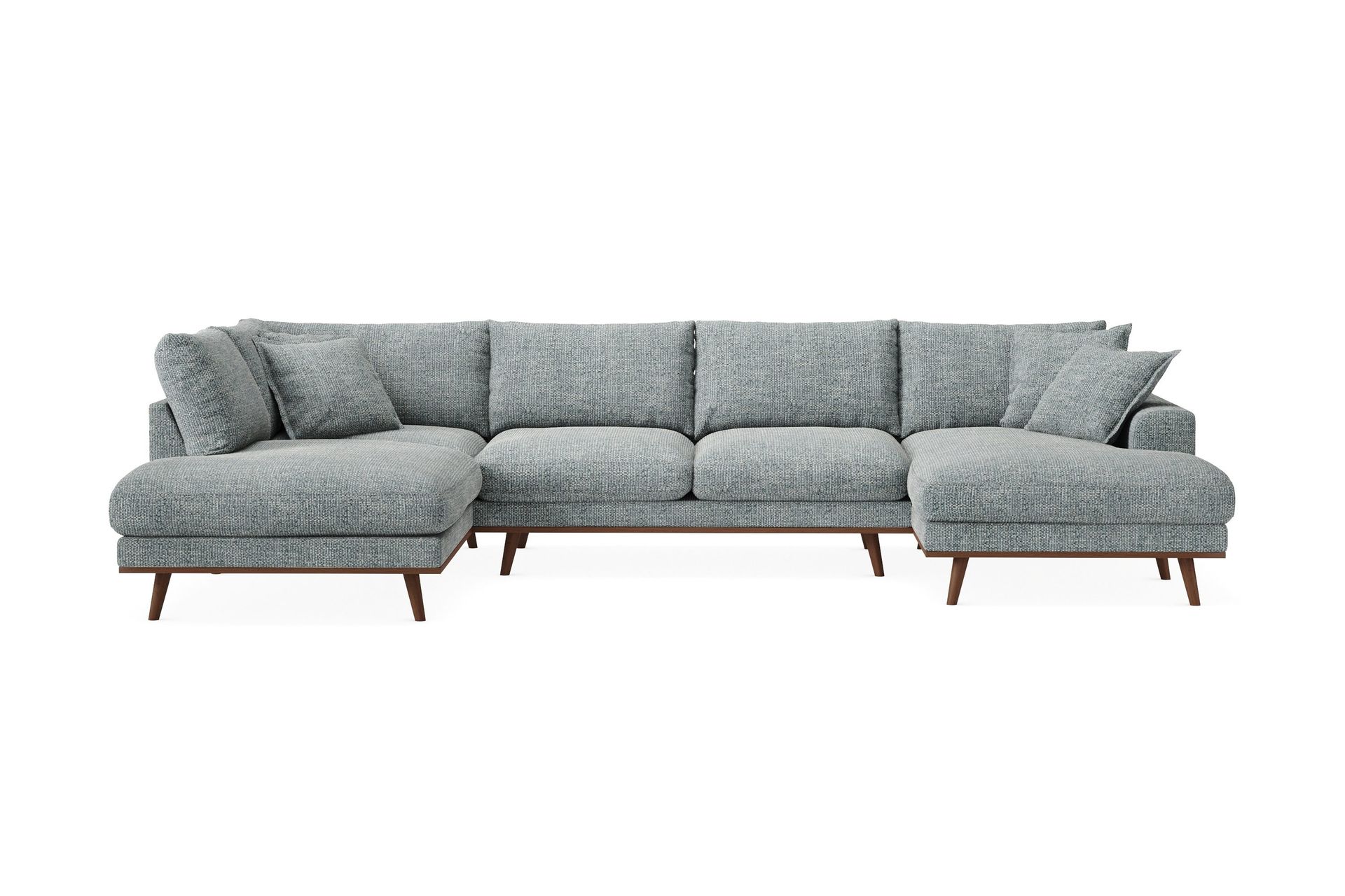 Copenhagen Premium 5-personers Venstrevendt U-formet Dyb Sofa med Divan og Chaiselong i Chenille - Grå/blå
