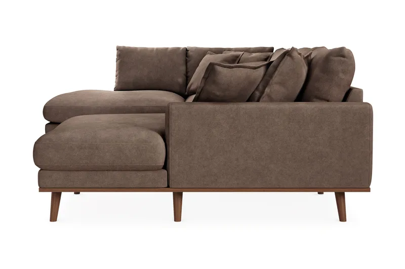 Copenhagen Premium 5-personers Venstrevendt U-formet Dyb Sofa med Divan og Chaiselong i Stoff - Mørkebrun - Møbler - Sofaer - U-sofa