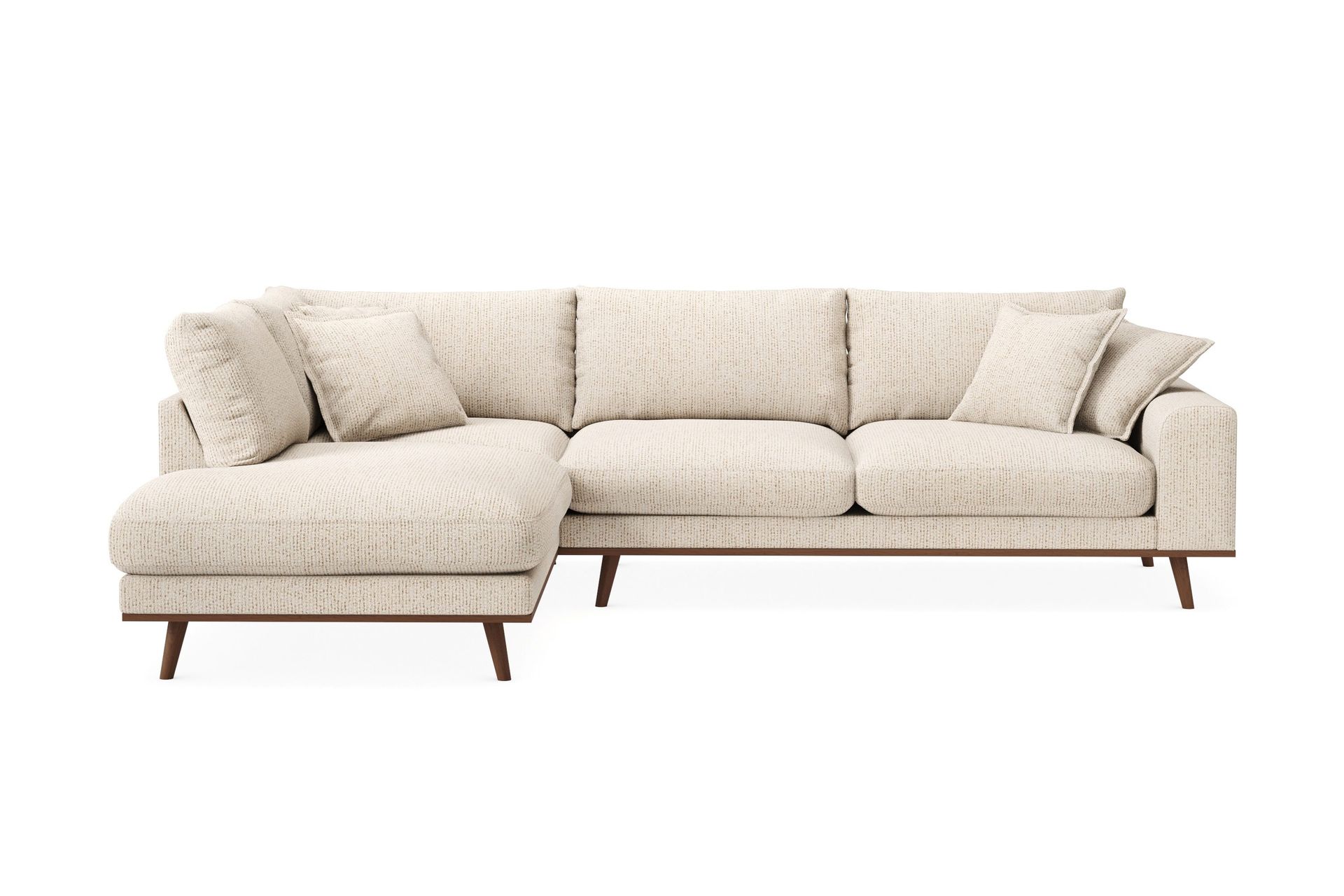 Copenhagen Premium 4-personers Venstrevendt L-formet Dyb Chaiselongsofa i Chenille - Beige