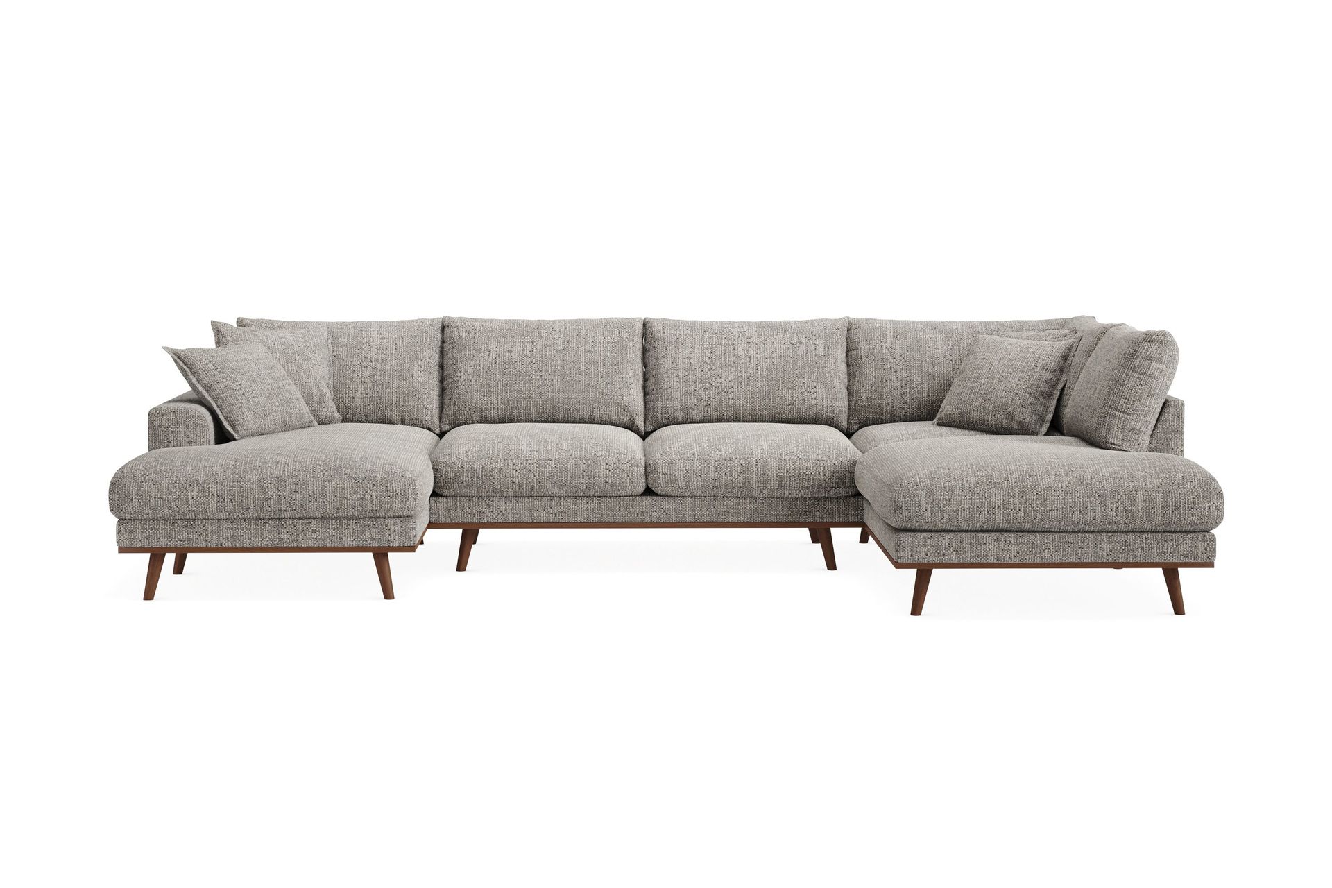 Copenhagen Premium 5-personers Højrevendt U-formet Dyb Sofa med Divan og Chaiselong i Chenille - Grå