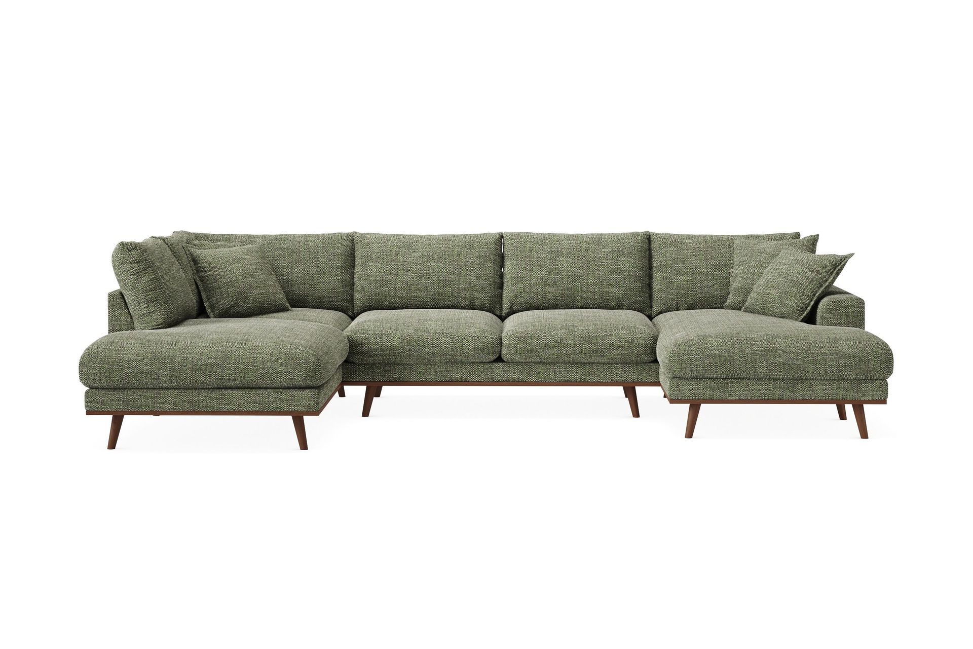 Copenhagen Premium 5-personers Venstrevendt U-formet Dyb Sofa med Divan og Chaiselong i Chenille - Grøn