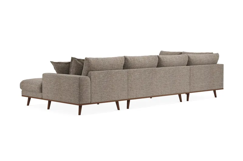 Copenhagen Premium 5-personers Venstrevendt U-formet Dyb Sofa med Divan og Chaiselong i Chenille - Brun - Møbler - Sofaer - U-sofa