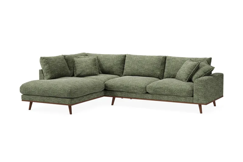 Copenhagen Premium 4-personers Venstrevendt L-formet Dyb Chaiselongsofa i Chenille - Grøn - Møbler - Sofaer - Sofa med sjeselong