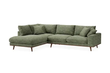 Copenhagen Premium 4-personers Venstrevendt L-formet Dyb Chaiselongsofa i Chenille - Grøn - Møbler - Sofaer - Sofa med sjeselong