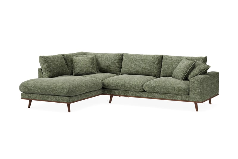 Copenhagen Premium 4-personers Venstrevendt L-formet Dyb Chaiselongsofa i Chenille - Grøn - Møbler - Sofaer - Sofa med sjeselong