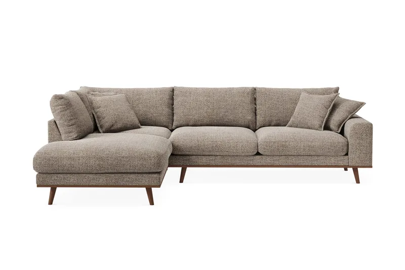 Copenhagen Premium 4-personers Venstrevendt L-formet Dyb Chaiselongsofa i Chenille, Brun
