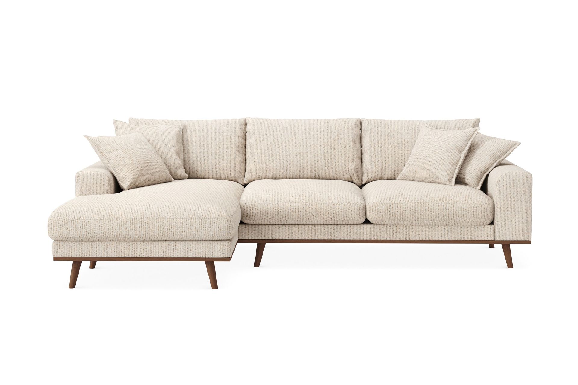 Copenhagen Premium 4-personers Venstrevendt L-formet Dyb Divansofa i Chenille - Beige
