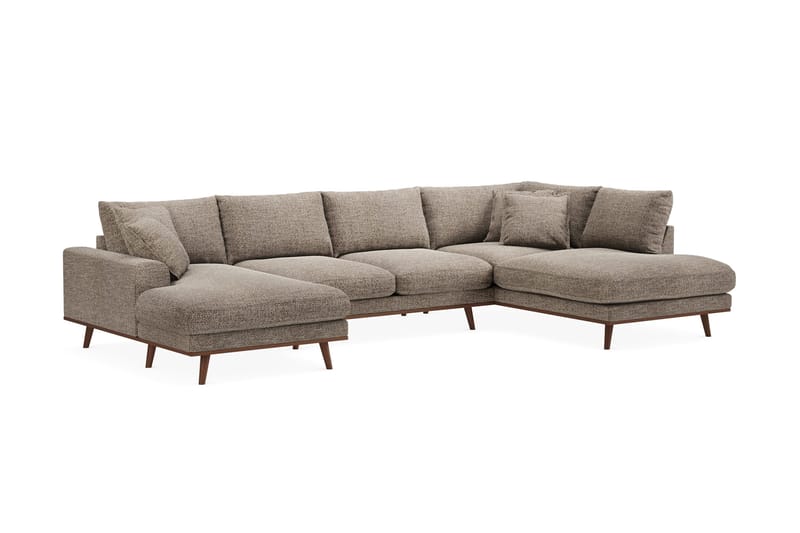Copenhagen Premium 5-personers Højrevendt U-formet Dyb Sofa med Divan og Chaiselong i Chenille - Brun - Møbler - Sofaer - U-sofa