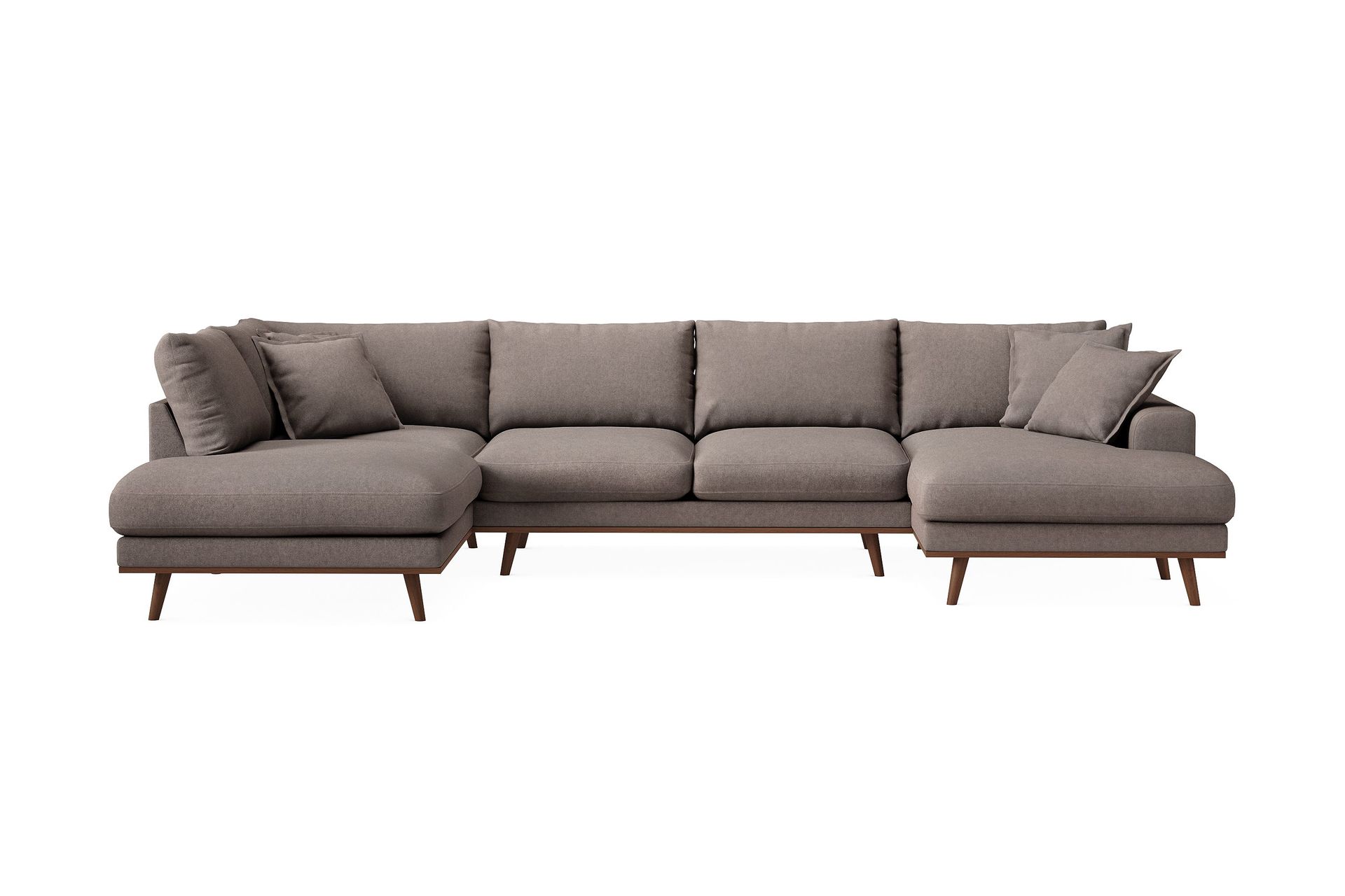 Copenhagen Premium 5-personers Venstrevendt U-formet Dyb Sofa med Divan og Chaiselong i Stoff - Brun