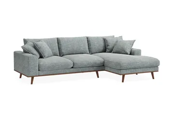 Copenhagen Premium 4-personers Højrevendt L-formet Dyb Divansofa i Chenille - Grå/blå - Møbler - Sofaer - Sofa med sjeselong