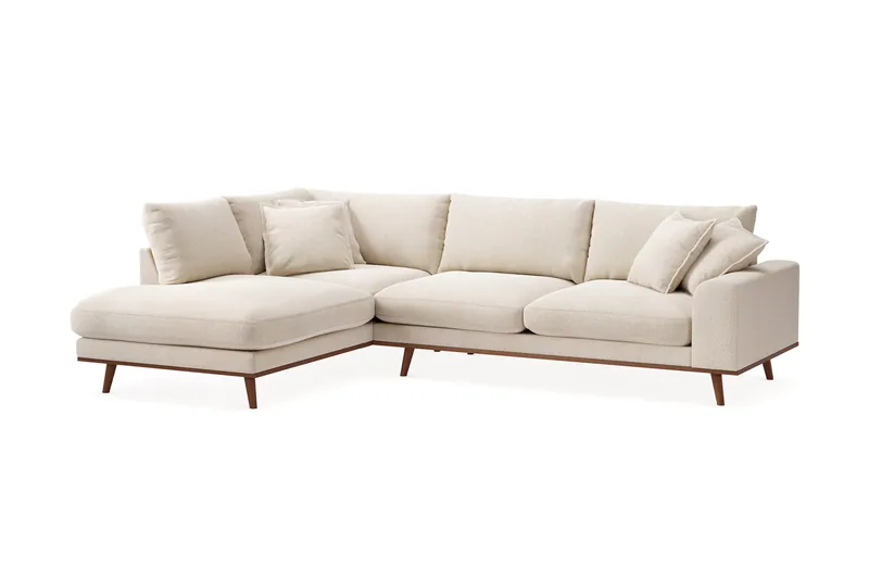 Copenhagen Premium 4-personers Venstrevendt L-formet Dyb Chaiselongsofa i Chenille - Lys beige - Møbler - Sofaer - Sofa med sjeselong