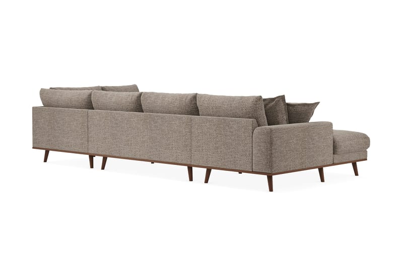 Copenhagen Premium 5-personers Højrevendt U-formet Dyb Sofa med Divan og Chaiselong i Chenille - Brun - Møbler - Sofaer - U-sofa