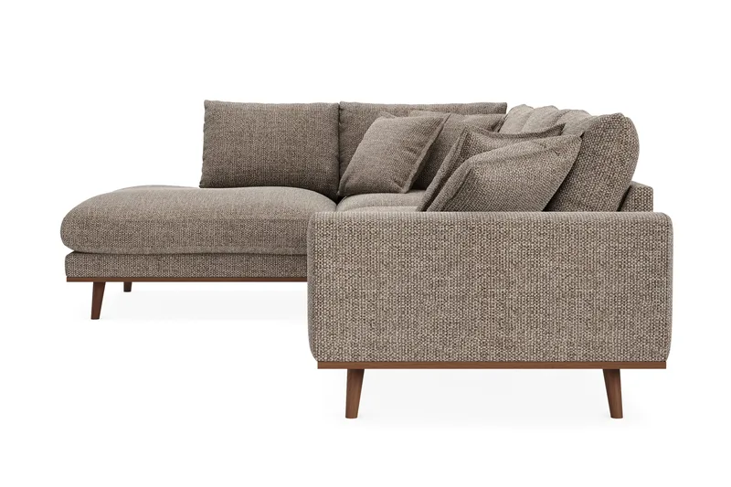 Copenhagen Premium 4-personers Venstrevendt L-formet Dyb Chaiselongsofa i Chenille - Brun - Møbler - Sofaer - Sofa med sjeselong