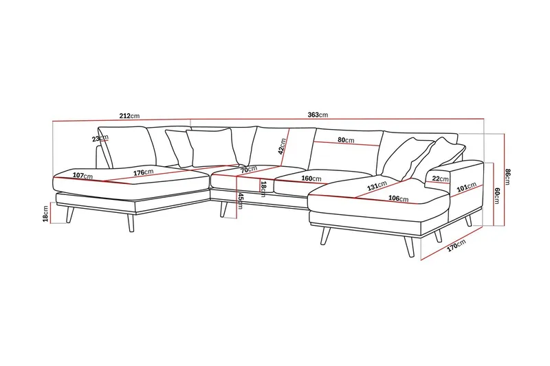 Copenhagen Premium 5-personers Venstrevendt U-formet Dyb Sofa med Divan og Chaiselong i Chenille - Beige - Møbler - Sofaer - U-sofa