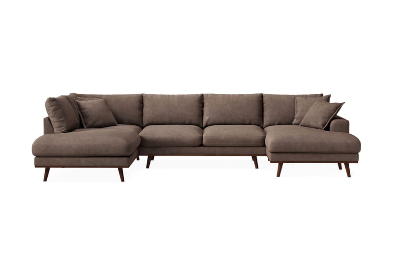 Copenhagen Premium 5-personers Venstrevendt U-formet Dyb Sofa med Divan og Chaiselong i Stoff - Mørkebrun - Møbler - Sofaer - U-sofa
