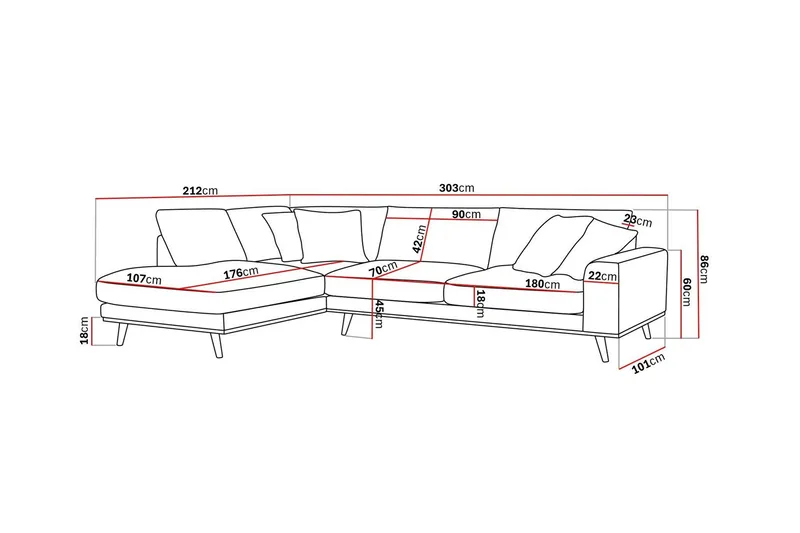 Copenhagen Premium 4-personers Venstrevendt L-formet Dyb Chaiselongsofa i Chenille - Brun - Møbler - Sofaer - Sofa med sjeselong