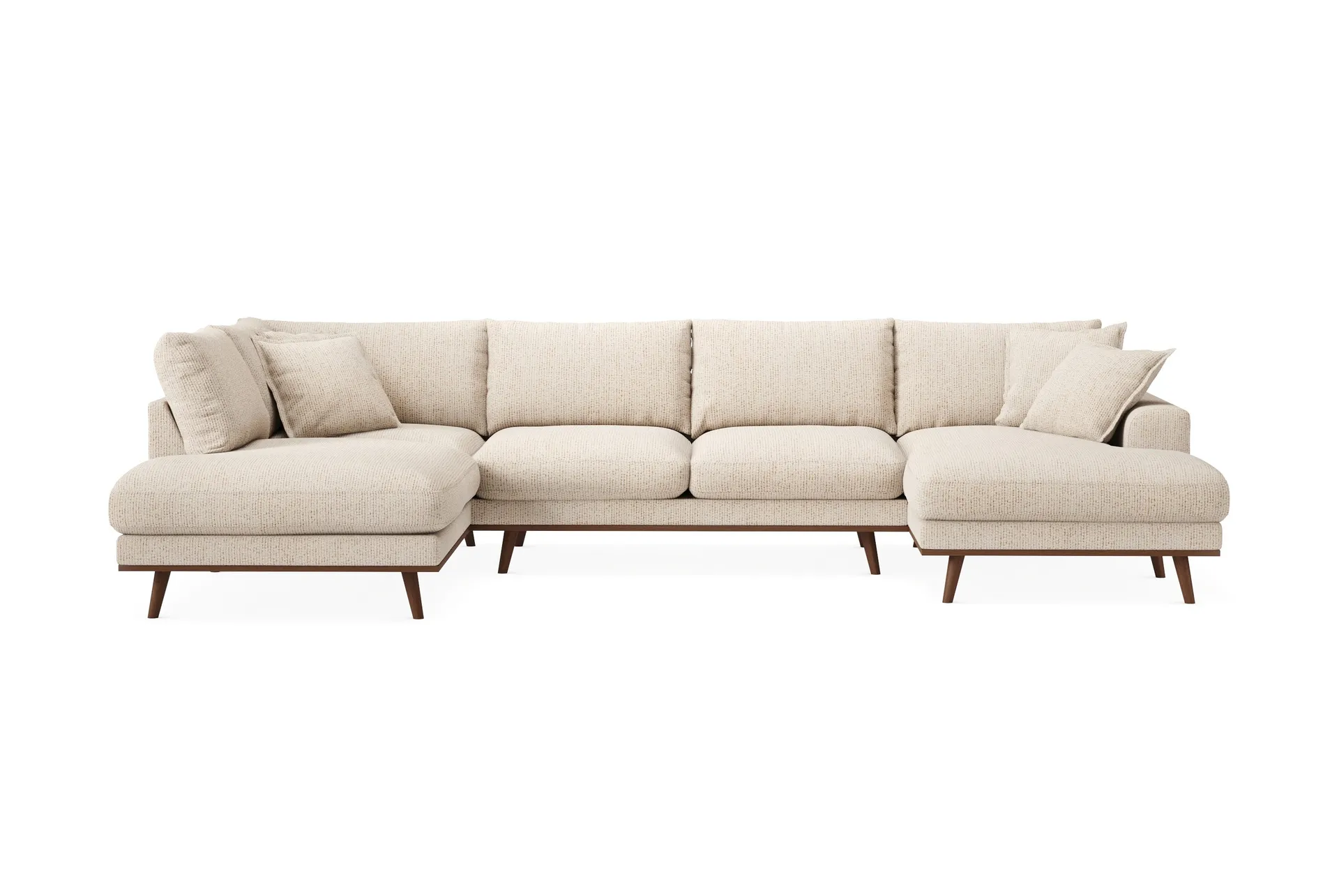 Copenhagen Premium 5-personers Venstrevendt U-formet Dyb Sofa med Divan og Chaiselong i Chenille - Beige