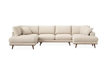 Copenhagen Premium 5-personers Venstrevendt U-formet Dyb Sofa med Divan og Chaiselong i Chenille