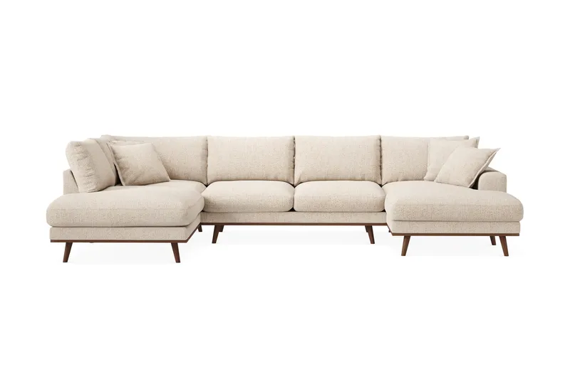 Copenhagen Premium 5-personers Venstrevendt U-formet Dyb Sofa med Divan og Chaiselong i Chenille - Beige - Møbler - Sofaer - U-sofa