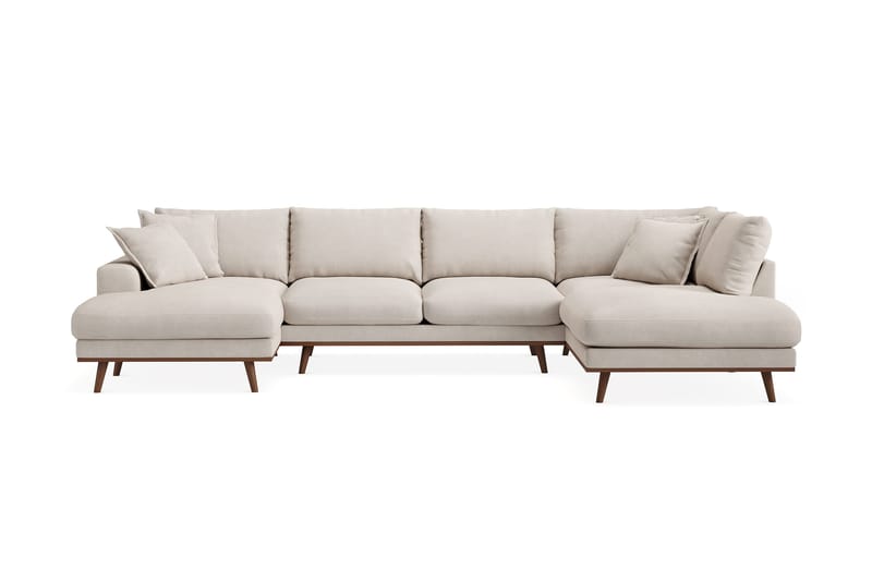 Copenhagen Premium 5-personers Højrevendt U-formet Dyb Sofa med Divan og Chaiselong i Stoff - Beige - Møbler - Sofaer - U-sofa