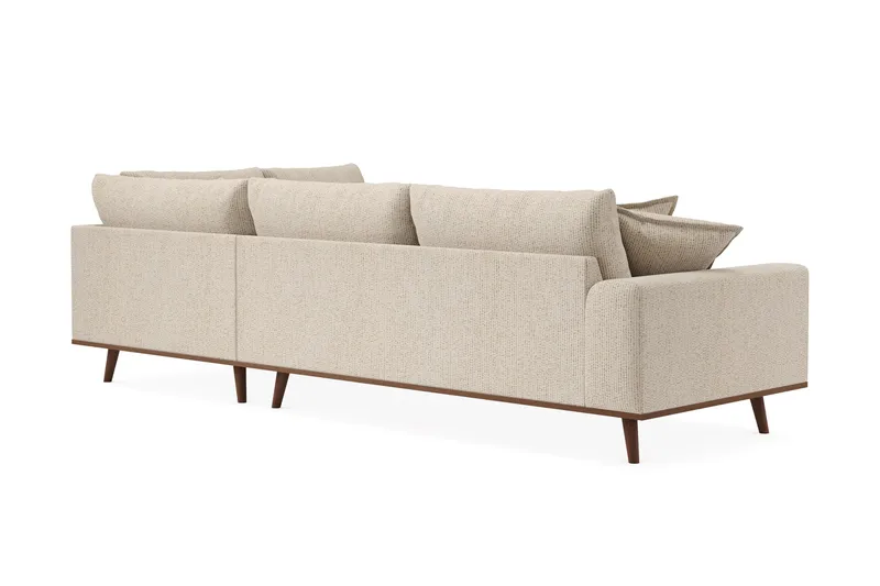 Copenhagen Premium 4-personers Højrevendt L-formet Dyb Chaiselongsofa i Chenille - Beige - Møbler - Sofaer - Sofa med sjeselong