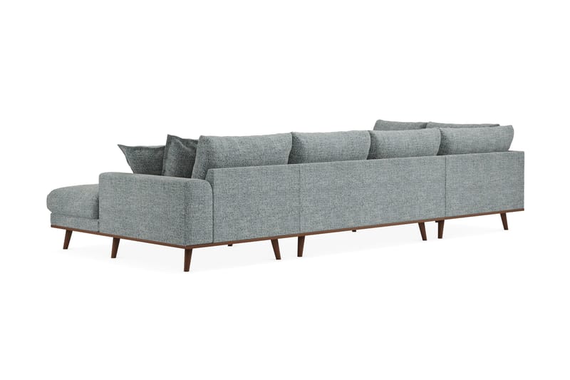 Copenhagen Premium 5-personers Venstrevendt U-formet Dyb Sofa med Divan og Chaiselong i Chenille - Grå/blå - Møbler - Sofaer - U-sofa