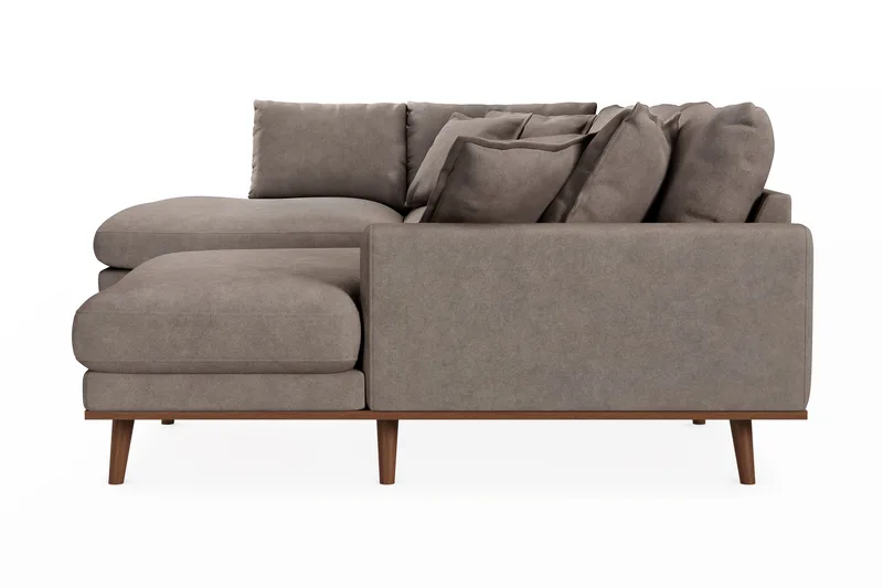 Copenhagen Premium 5-personers Venstrevendt U-formet Dyb Sofa med Divan og Chaiselong i Stoff - Brun - Møbler - Sofaer - U-sofa