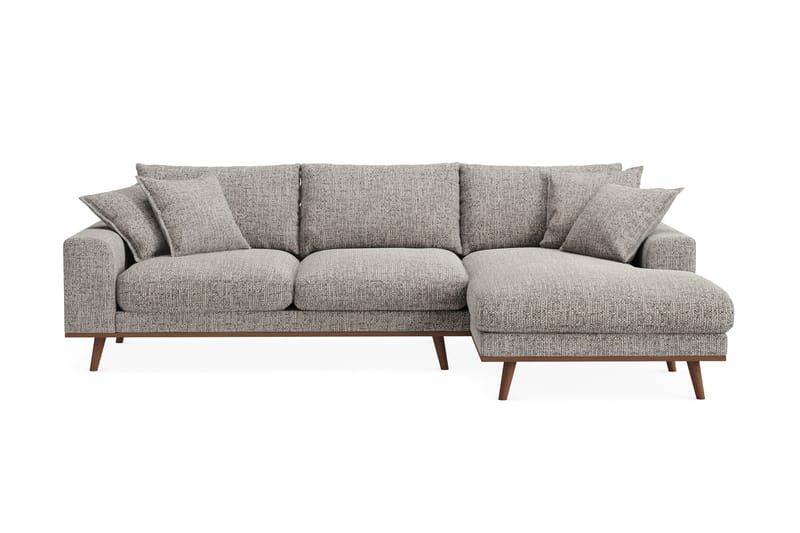 Copenhagen Premium 4-personers Højrevendt L-formet Dyb Divansofa i Chenille - Grå - Møbler - Sofaer - Sofa med sjeselong