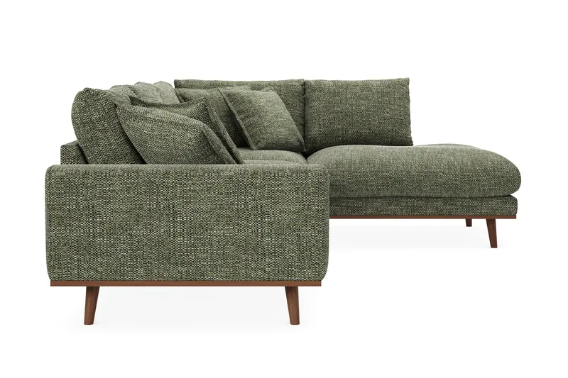 Copenhagen Premium 4-personers Højrevendt L-formet Dyb Chaiselongsofa i Chenille - Grøn - Møbler - Sofaer - Sofa med sjeselong