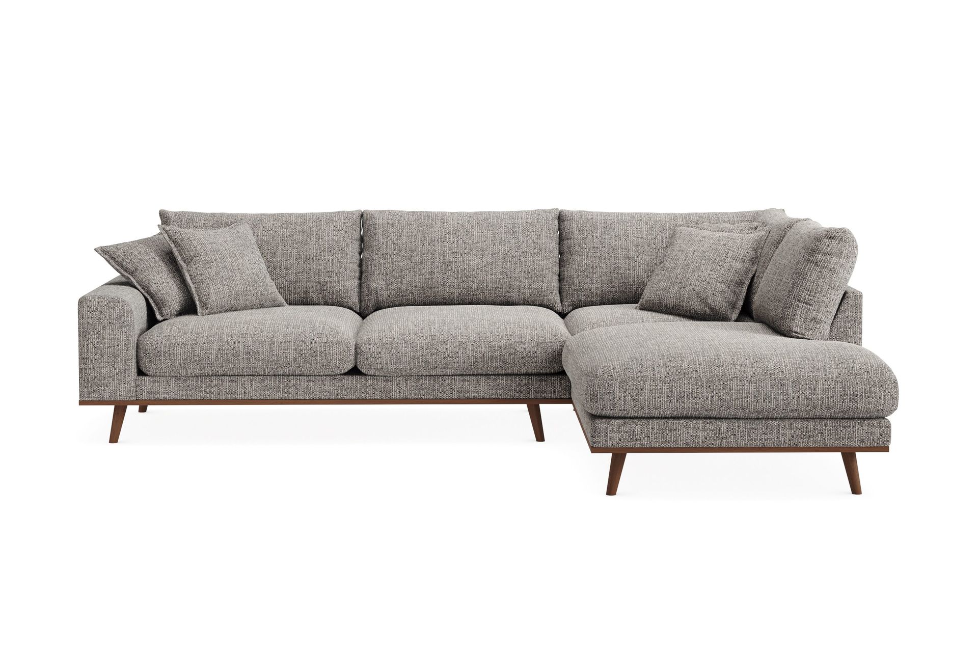 Copenhagen Premium 4-personers Højrevendt L-formet Dyb Chaiselongsofa i Chenille - Grå