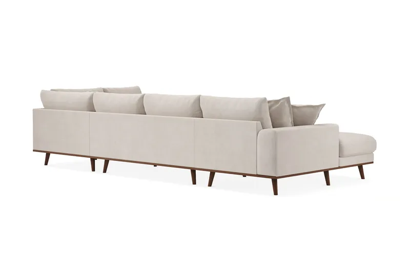 Copenhagen Premium 5-personers Højrevendt U-formet Dyb Sofa med Divan og Chaiselong i Stoff - Beige - Møbler - Sofaer - U-sofa