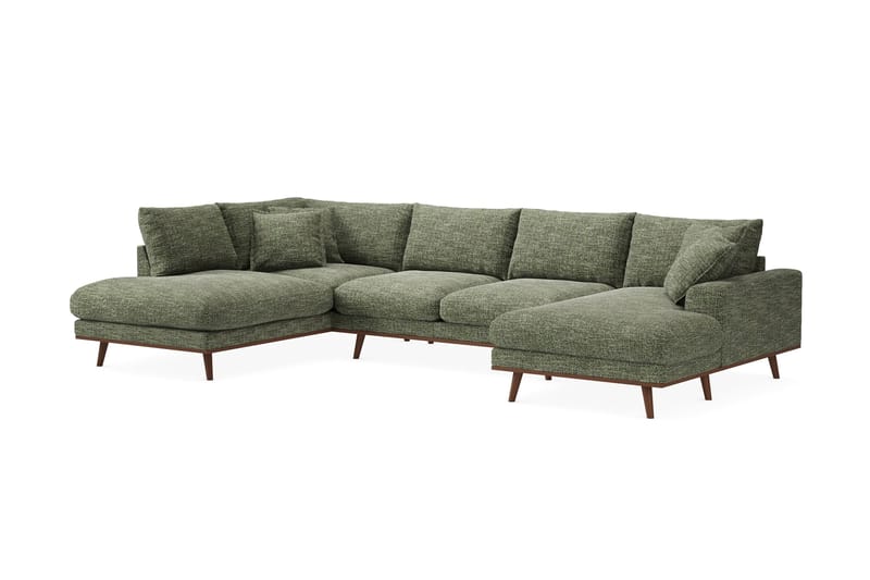 Copenhagen Premium 5-personers Venstrevendt U-formet Dyb Sofa med Divan og Chaiselong i Chenille - Grøn - Møbler - Sofaer - U-sofa