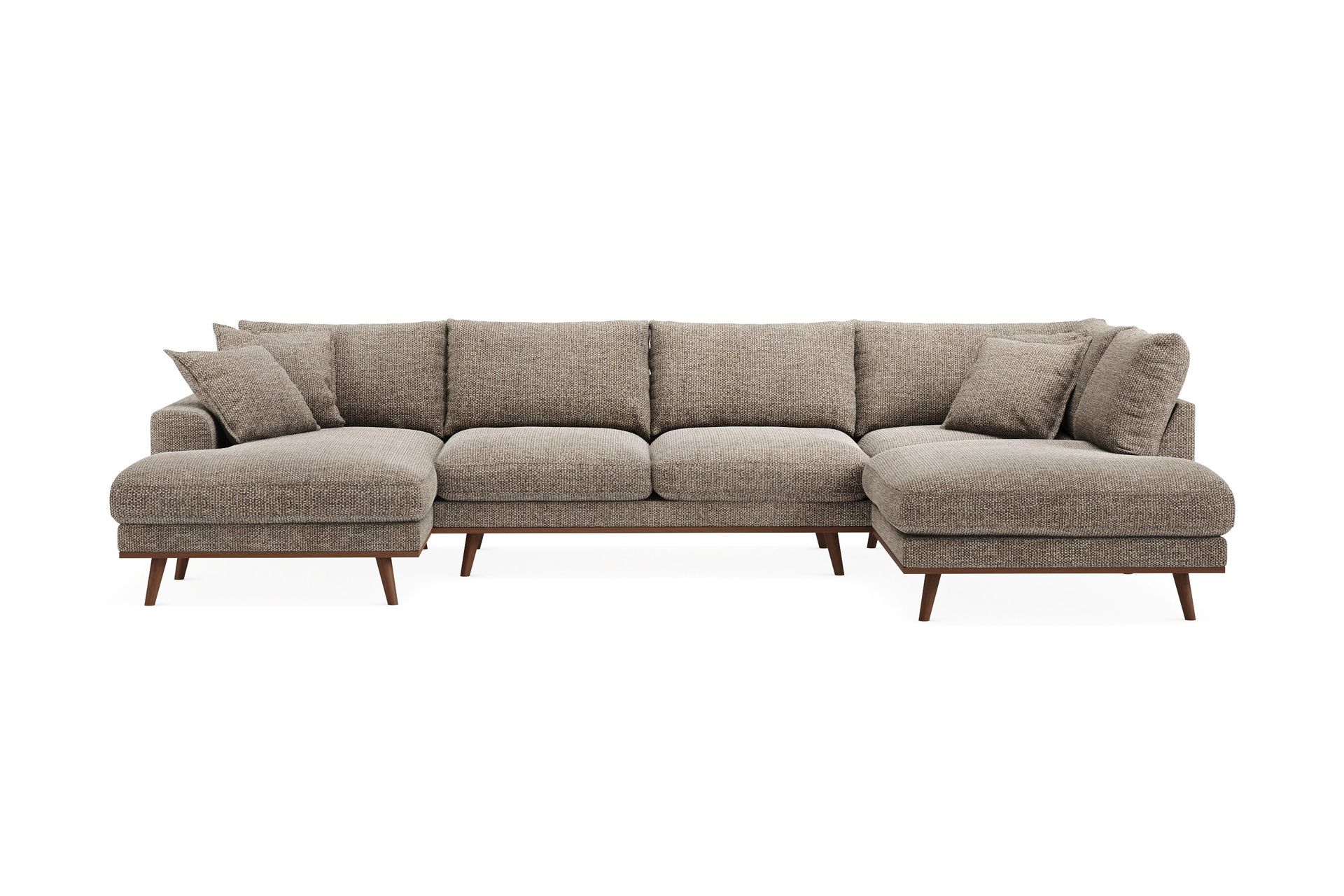 Copenhagen Premium 5-seters høyrevendt dyp U-formet sofa med divan og sjeselong i chenille - Brun