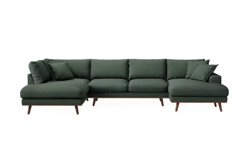 Copenhagen Premium 5-personers Venstrevendt U-formet Dyb Sofa med Divan og Chaiselong i Stoff - Grön - Møbler - Sofaer - U-sofa