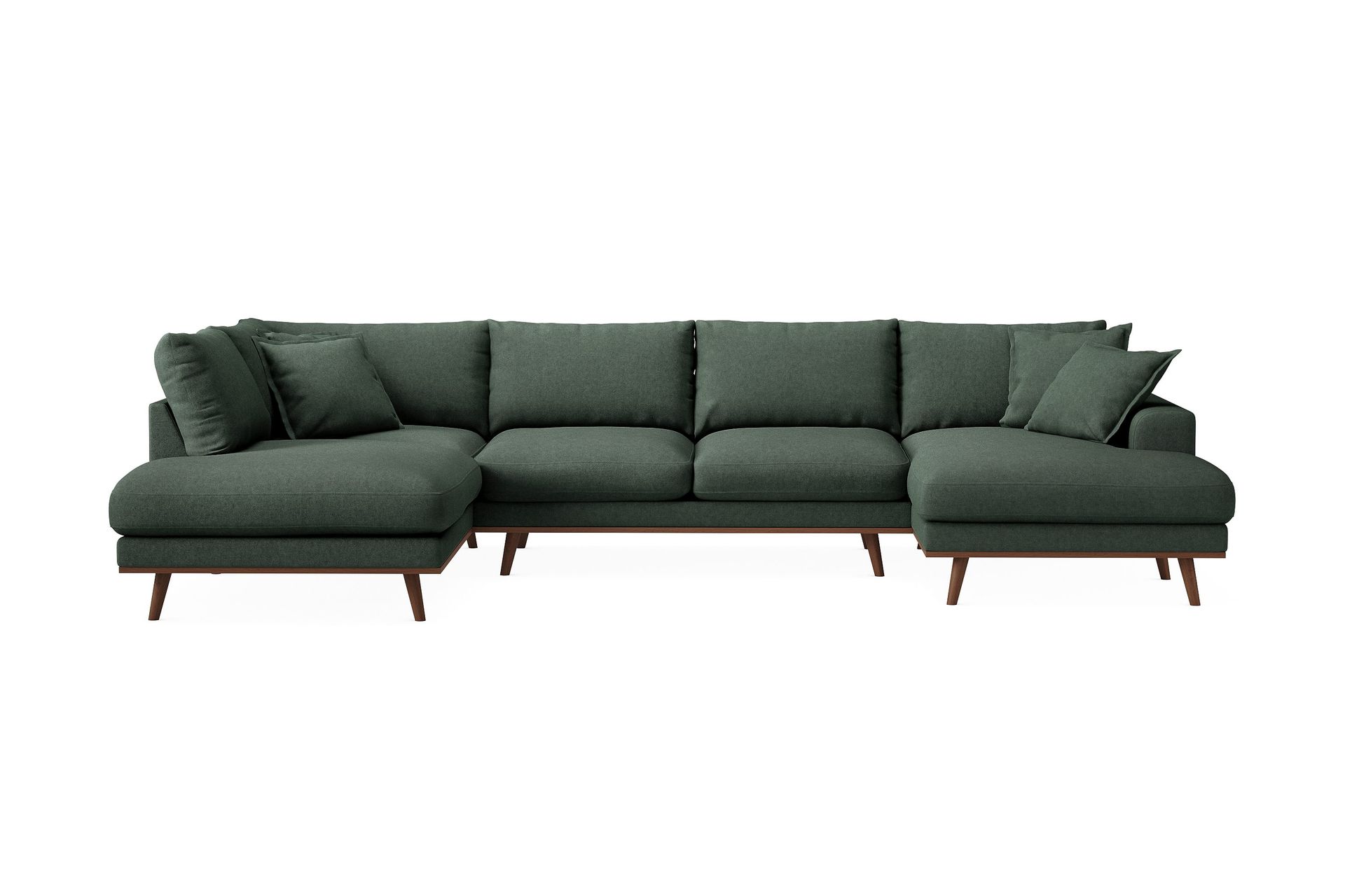 Copenhagen Premium 5-personers Venstrevendt U-formet Dyb Sofa med Divan og Chaiselong i Stoff - Grön