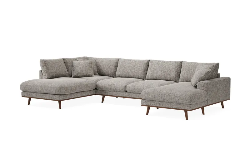 Copenhagen Premium 5-personers Venstrevendt U-formet Dyb Sofa med Divan og Chaiselong i Chenille - Grå - Møbler - Sofaer - U-sofa
