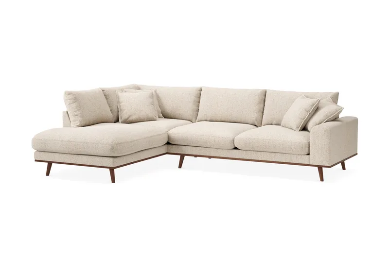 Copenhagen Premium 4-personers Venstrevendt L-formet Dyb Chaiselongsofa i Chenille - Beige - Møbler - Sofaer - Sofa med sjeselong