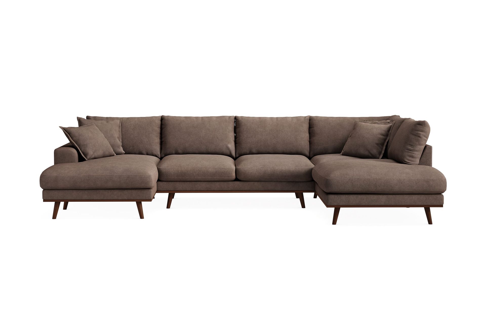 Copenhagen Premium 5-personers Højrevendt U-formet Dyb Sofa med Divan og Chaiselong i Stoff - Mørkebrun