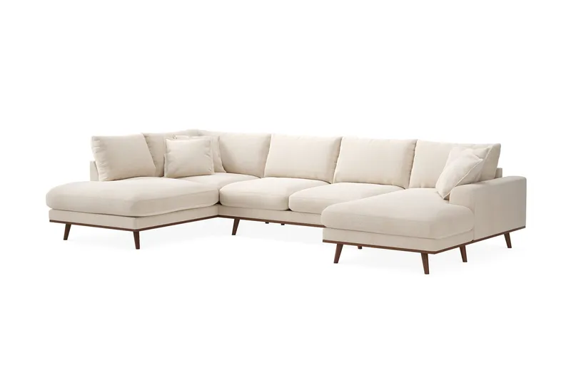 Copenhagen Premium 5-personers Venstrevendt U-formet Dyb Sofa med Divan og Chaiselong i Chenille - Lys beige - Møbler - Sofaer - U-sofa