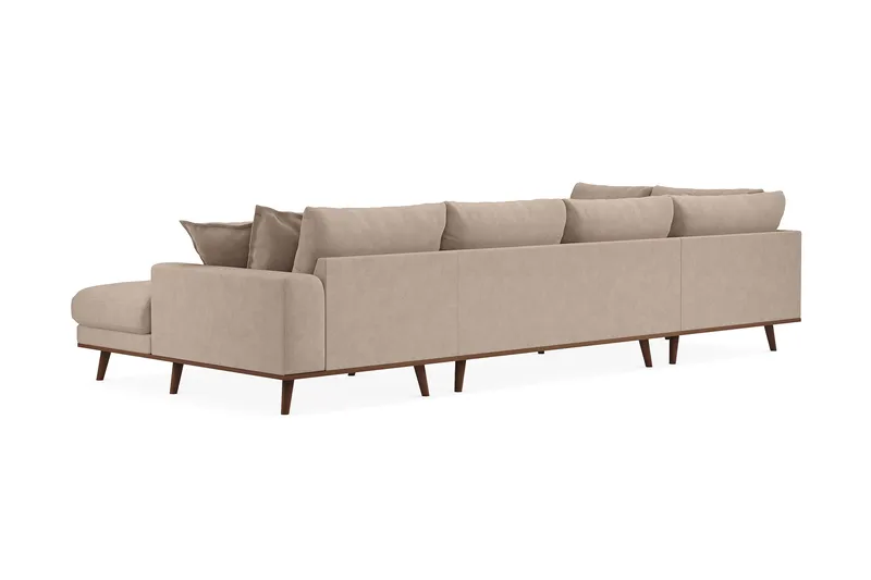 Copenhagen Premium 5-personers Venstrevendt U-formet Dyb Sofa med Divan og Chaiselong i Stoff - Lyse brun - Møbler - Sofaer - U-sofa